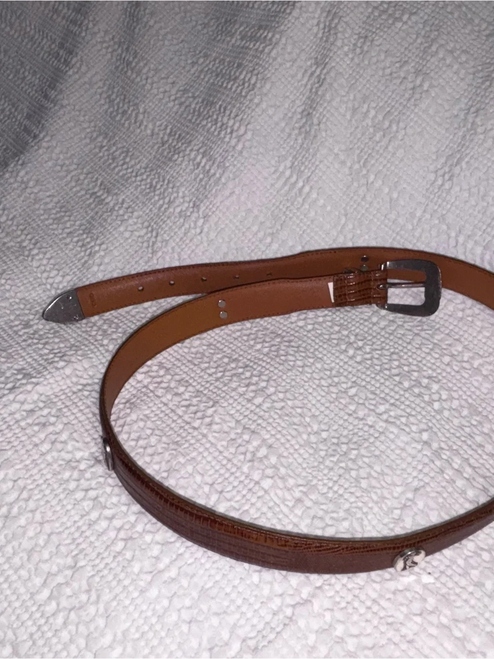 Men's Brown Textured Leather Belt with Decorative Golfer's Medallion size 36